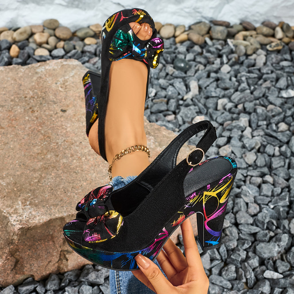Women's New Casual Versatile Fashion High Heel Fish Mouth Autumn Sandals Women's Comfortable Thick Heels Simple and Elegant European and American Style, Women Shoes