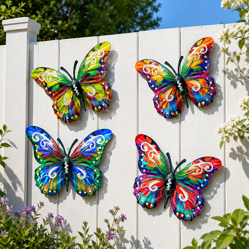 🦋Vibrant Metal Butterfly Wall Art – 4 Color Set