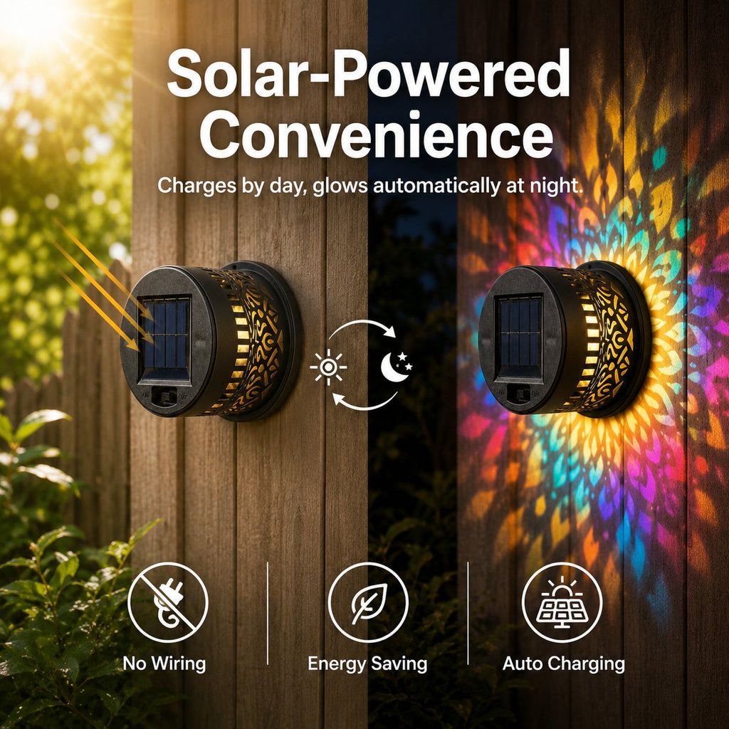 Solar Mandala Wall Light | Outdoor Garden Fence Projector Lamp 🪐🌌