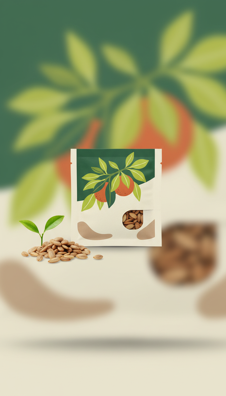 Citrus tree seed packet with plant sprig
