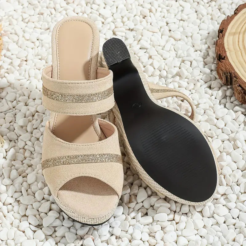 Elegant Women'S Casual And Comfortable High-Heeled Sandals for All Seasons, Featuring a Bohemian Style with Thick Soles, Perfect for Parties And Nightclubs., Women Shoes