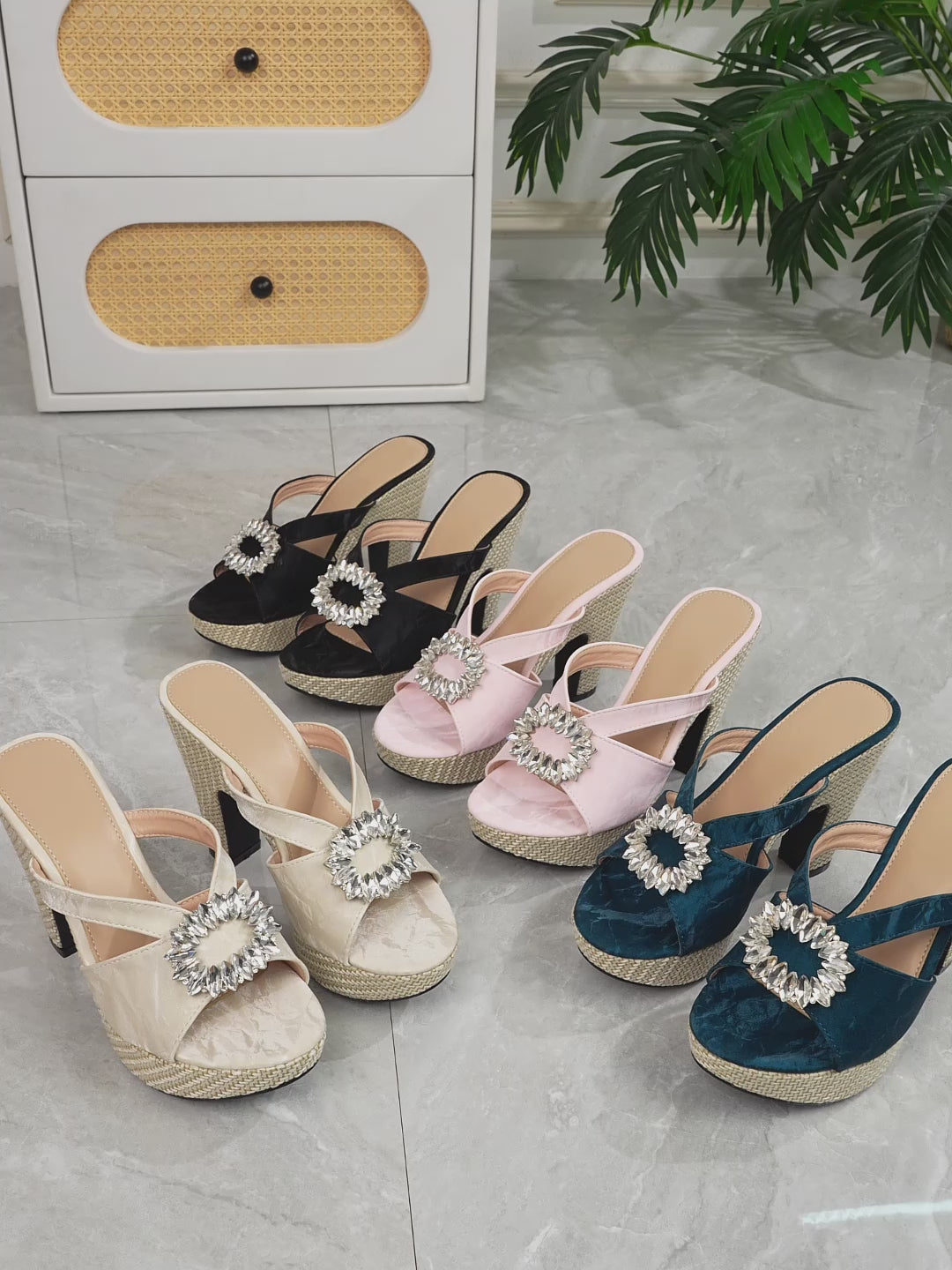 Elegant Women'S Fashionable Diamond-Embellished High-Heeled Sandals, WomenShoes