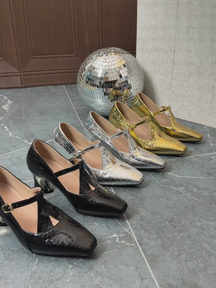 Ladies' Fashionable New Versatile Temperament Socialite Square Toe High Heels, Women Shoes