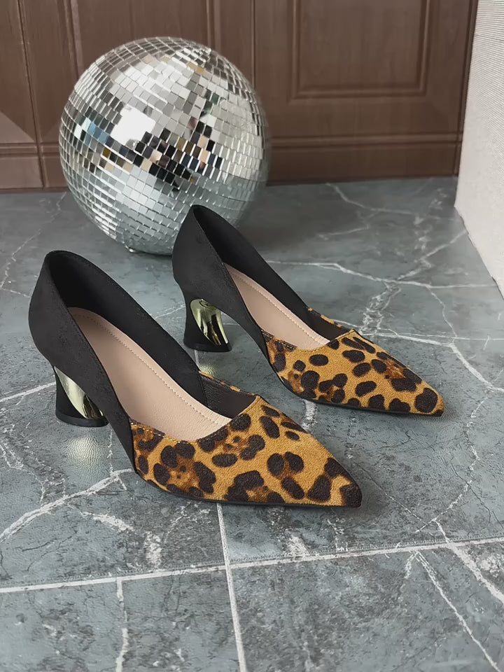 Leopard Print European and American Fashion Pointed New Style Light Luxury High-end Versatile Temperament High Heels, Women Shoes
