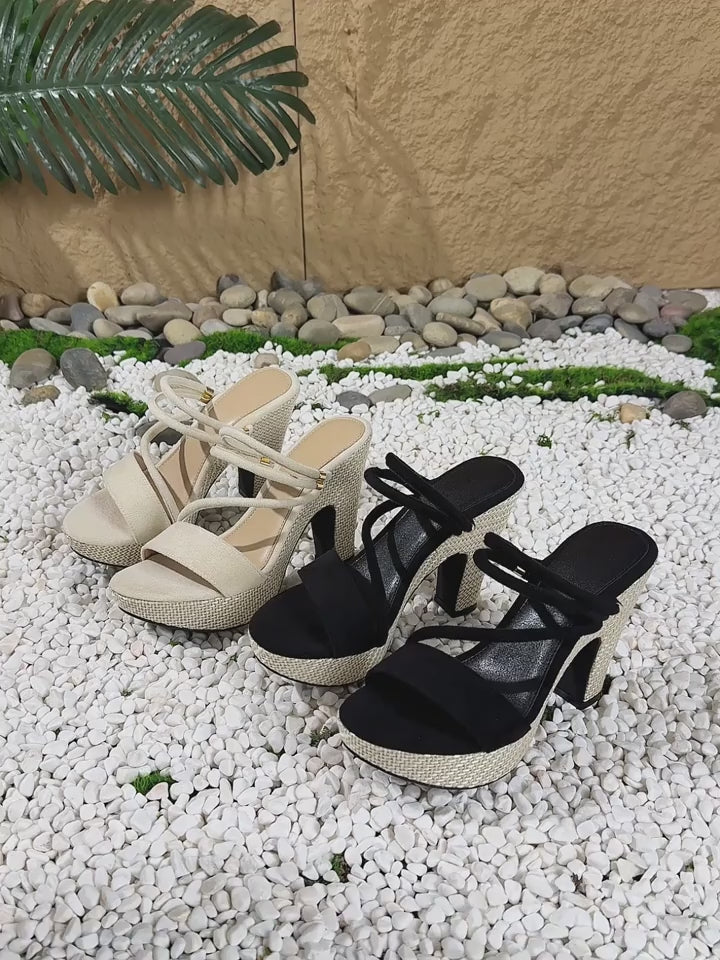 Elegant Women'S Casual Versatile High-Heeled Sandals with a Bohemian Style, Easy Yet Comfortable And Fashionable, Perfect for Travel, Outdoor Wear, And Night Club Parties., Women Shoes