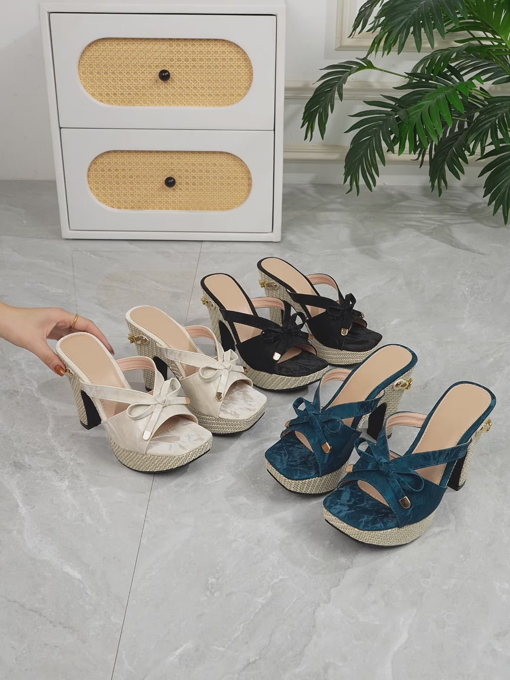 Elegant Women'S High-Heeled Sandals with a Bow And Square Toe, Women Shoes