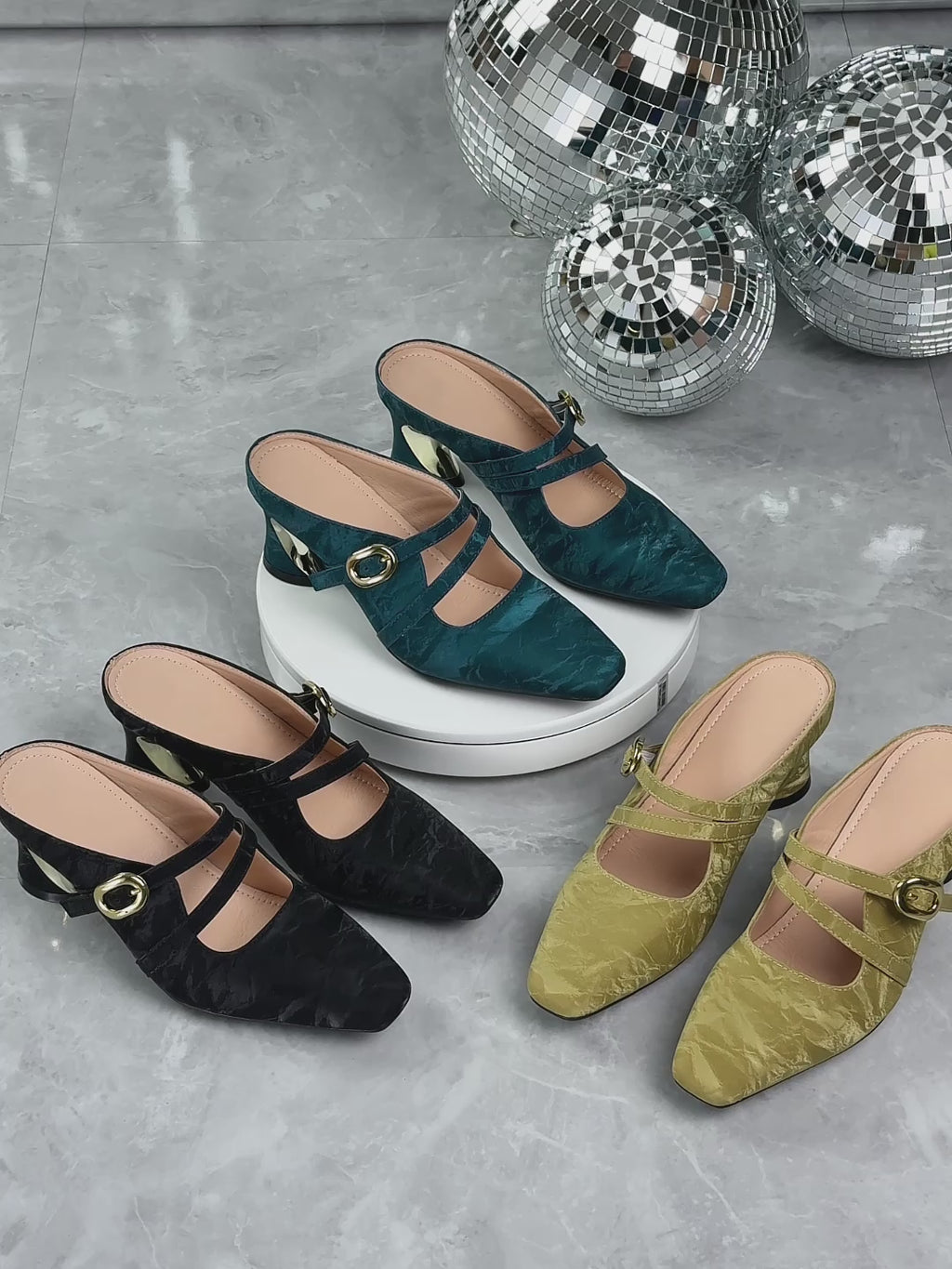 Elegant Women's High Heel Sandals, Vintage Fashion Double Buckle Slides, Women Shoes