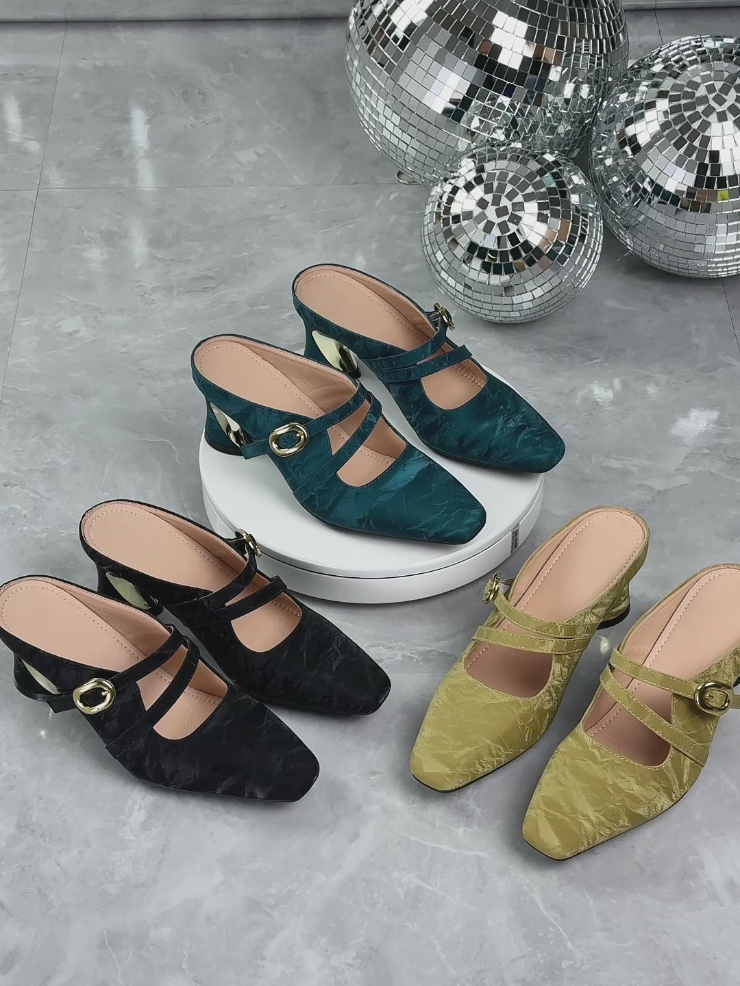 Elegant Women's High Heel Sandals, Vintage Fashion Double Buckle Slides, Women Shoes
