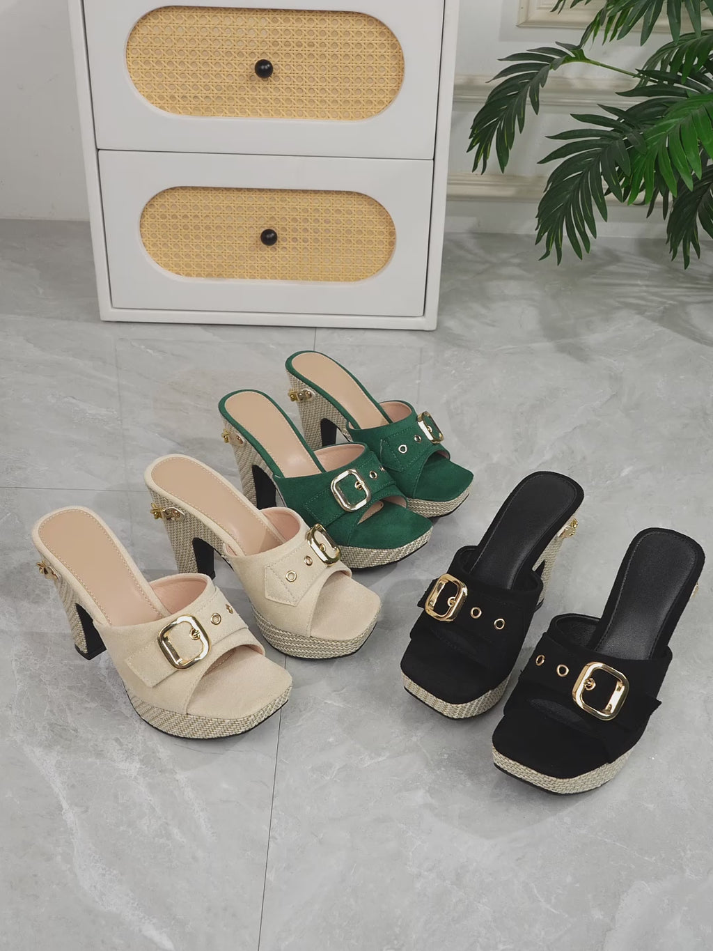 Elegant Women's High-heeled Shoes with Metal Buckle and Chain Detail, Women Shoes