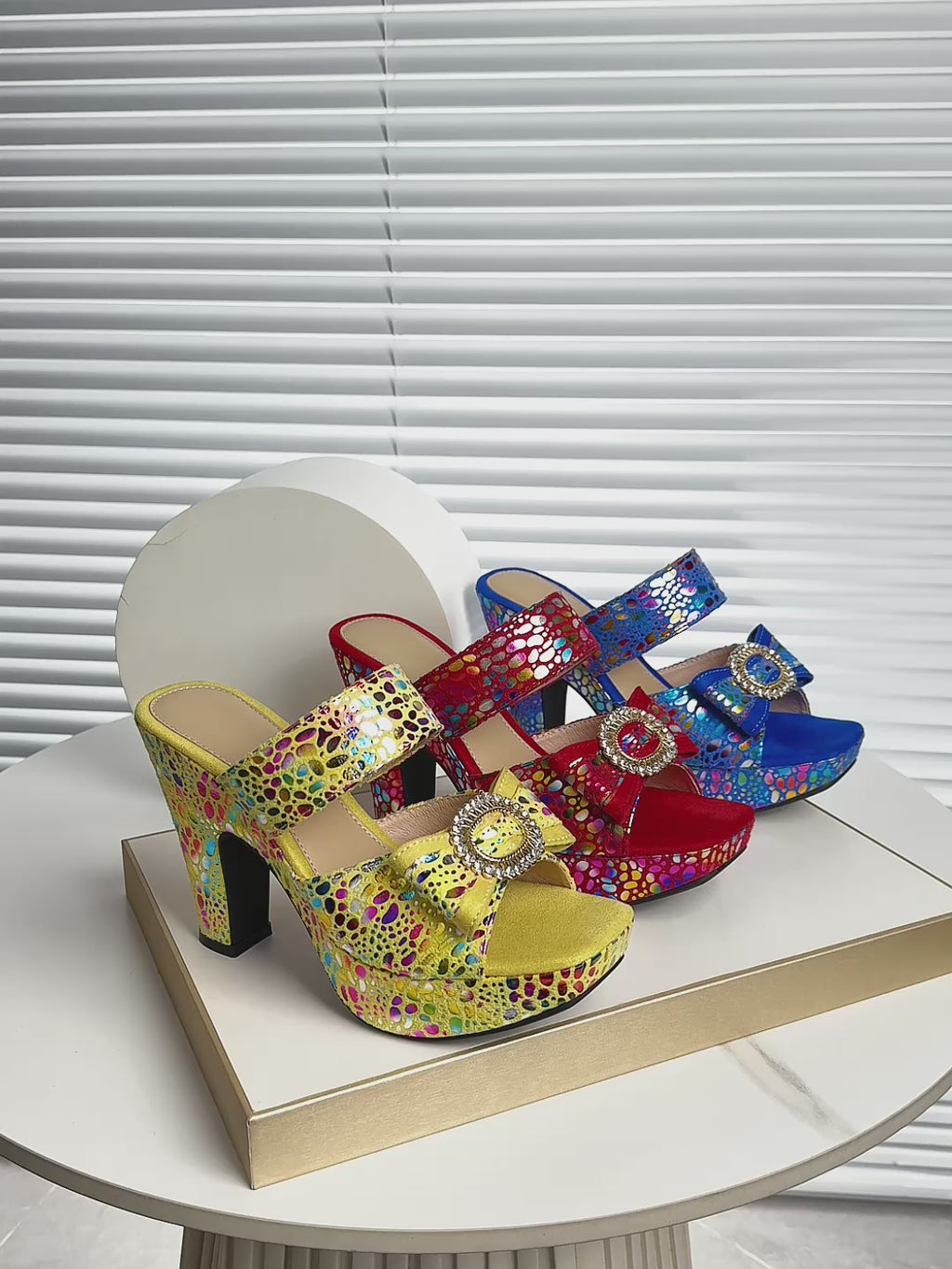 Women's Stylish Metallic/Animal Print High-Heeled Sandals with Bow/Rhinestone Buckle/Perfect for Parties/Women Shoes