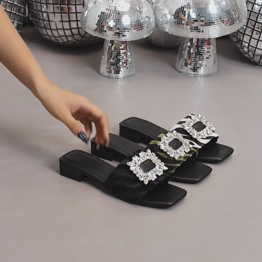 Elegant Women's Square-Toe Shoes with Buckle, Women Shoes