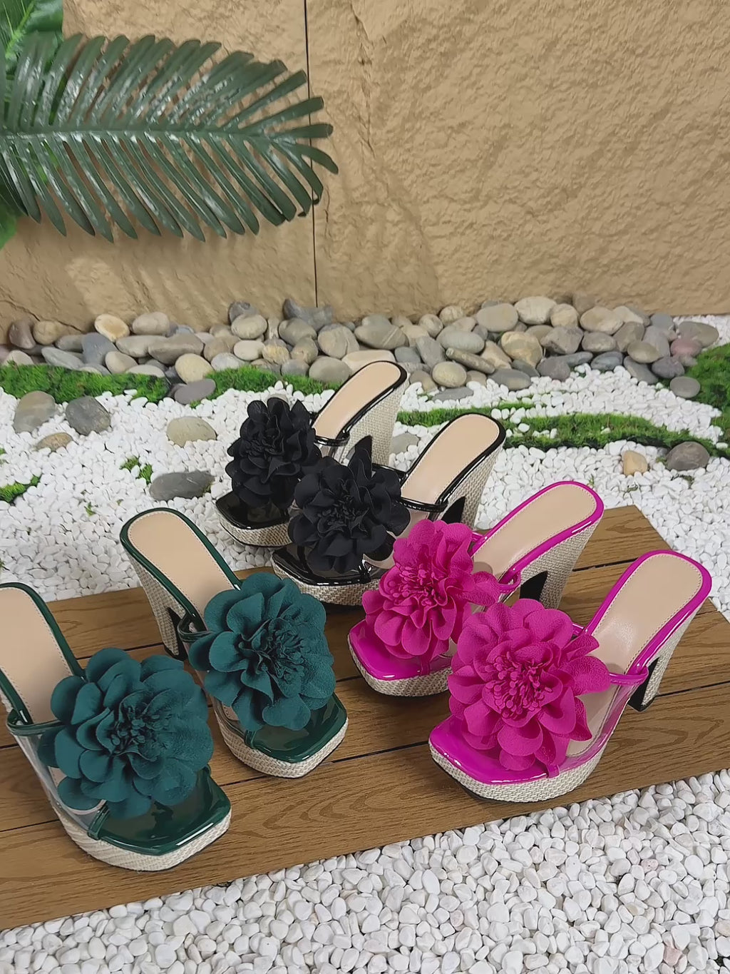 Elegant Women'S Bohemian-Style High-Heeled Sandals with a Square Toe Design, Transparent Floral Thick Sole, Suitable for Balls, Parties, Weddings, And Professional Events., Women Shoes