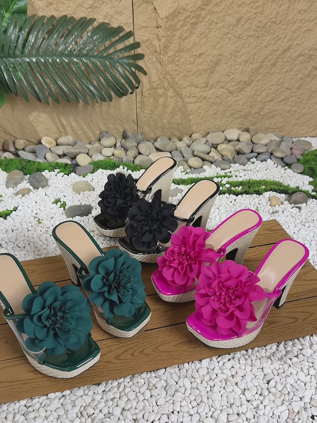 Elegant Women'S Bohemian-Style High-Heeled Sandals with a Square Toe Design, Transparent Floral Thick Sole, Suitable for Balls, Parties, Weddings, And Professional Events., Women Shoes