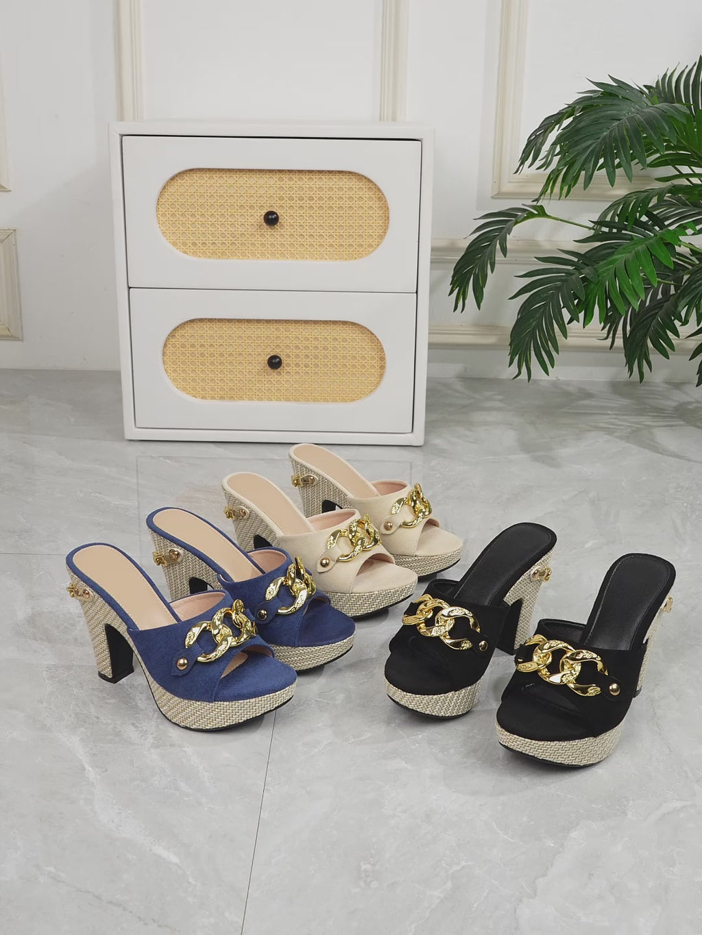Elegant Women's Metal Chain Embellished High Heel Sandals, Women Shoes