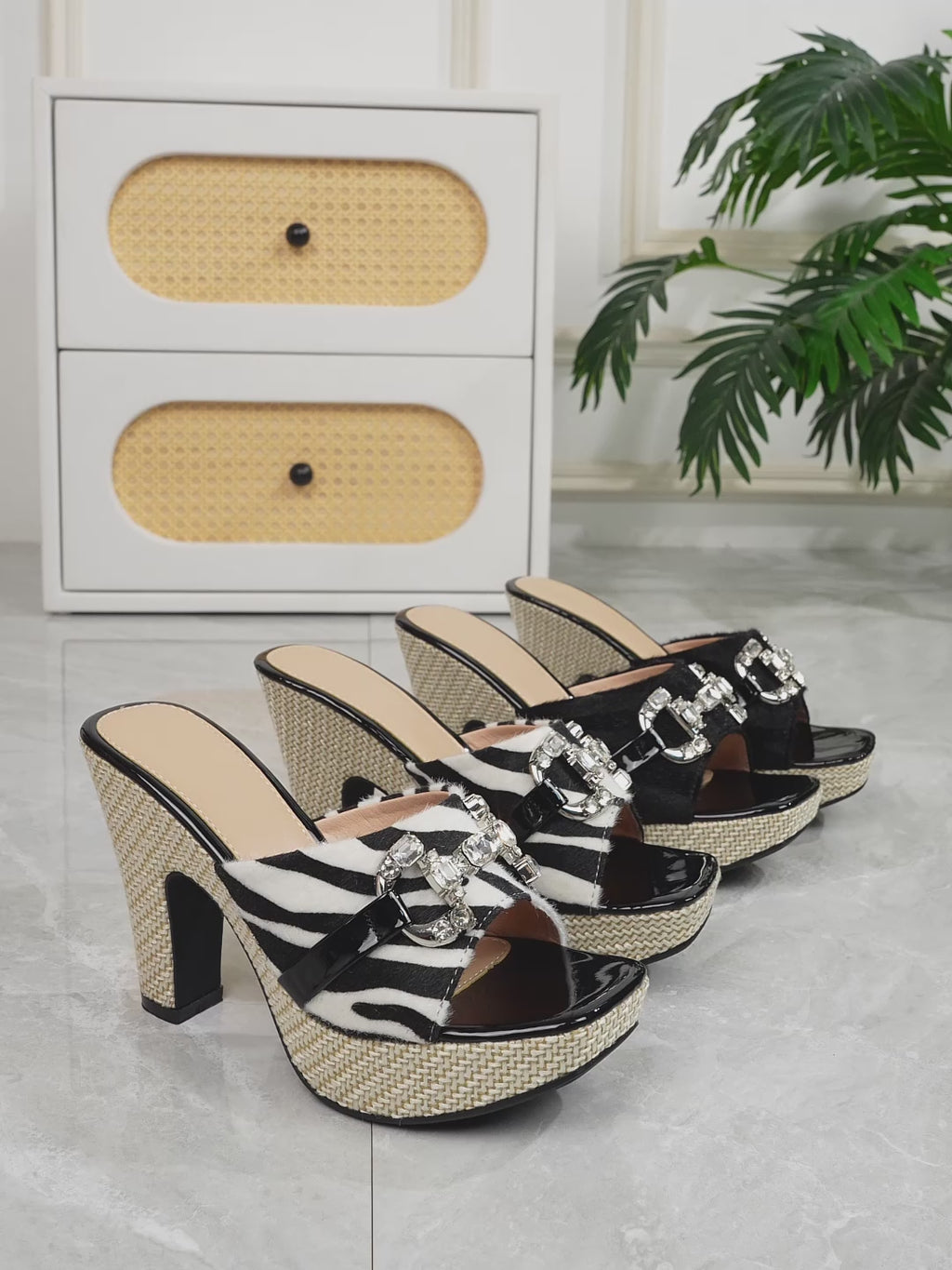 Elegant Women'S Zebra Print High-Heeled Sandals for Outdoor Wear, Women Shoes