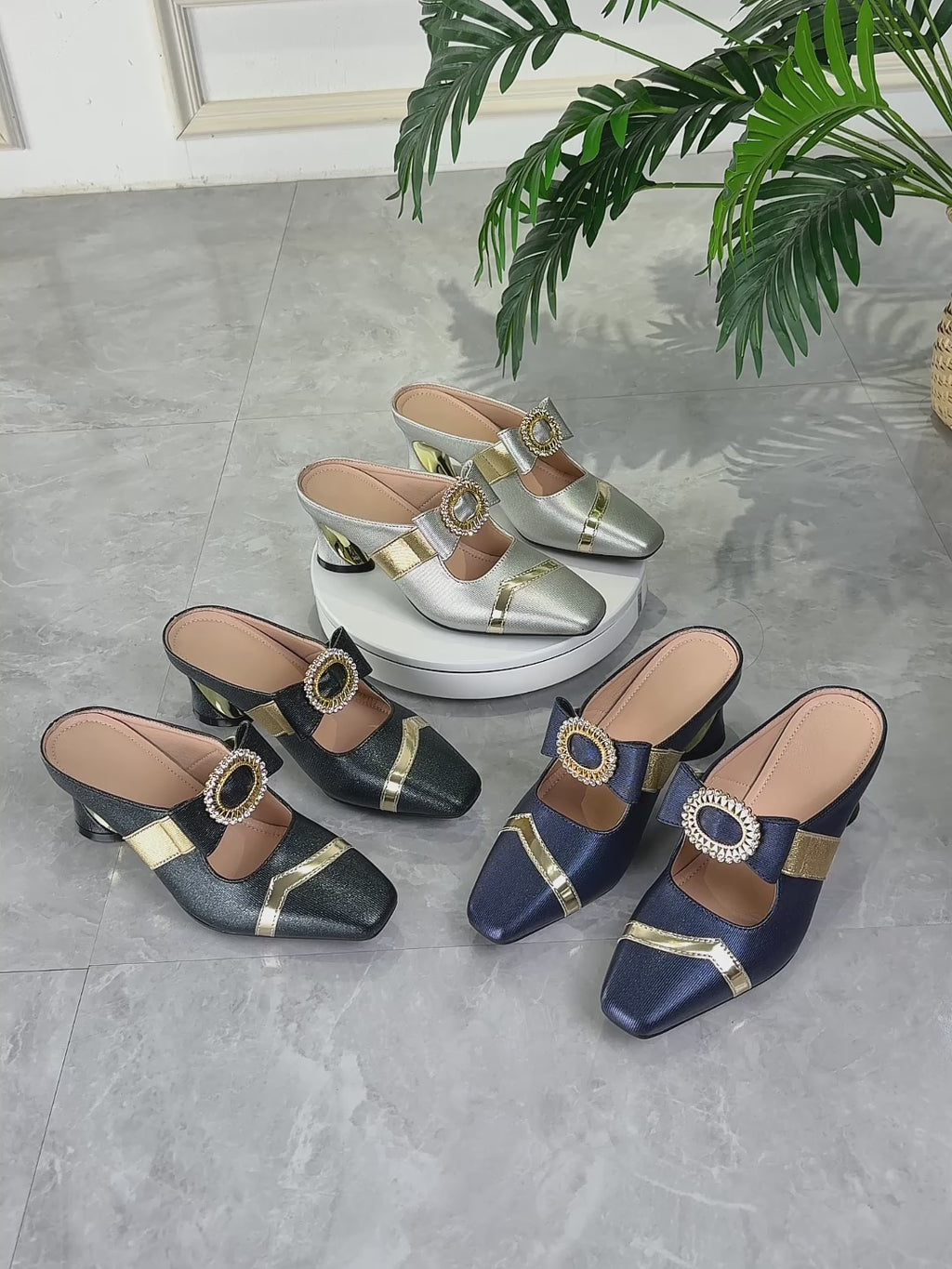 Ladies' Stylish High-Heeled Sandals with Chunky Heels And Rhinestone-Embellished Square Toes, Suitable for Weddings, Parties, And Casual Occasions., Women Shoes