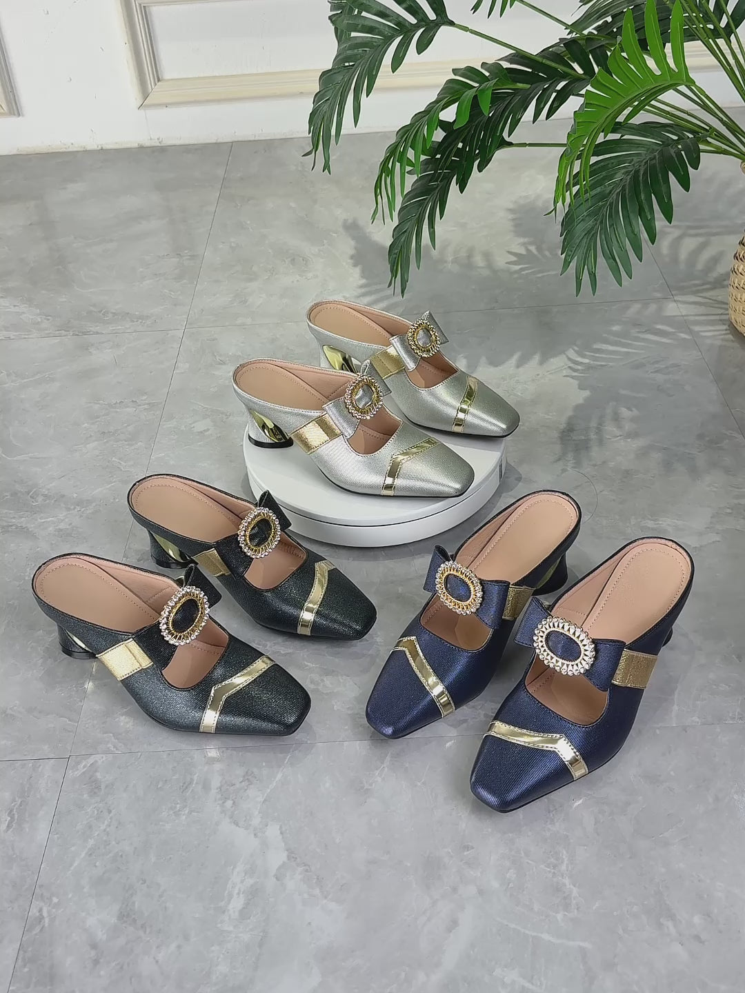 Ladies' Stylish High-Heeled Sandals with Chunky Heels And Rhinestone-Embellished Square Toes, Suitable for Weddings, Parties, And Casual Occasions., Women Shoes