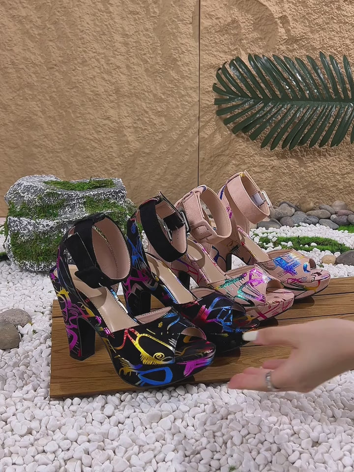 Ladies' New Summer Stylish Versatile High-Heeled Sandals, Easy And Elegant Casual Style
