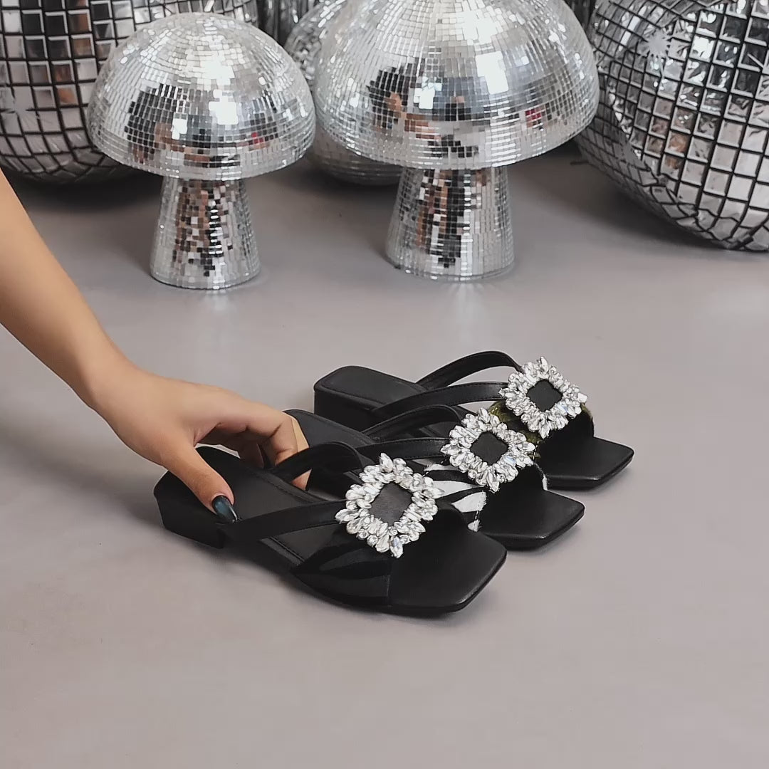 Elegant Women'S Rhinestone Zebra Print Sandals, Women Shoes