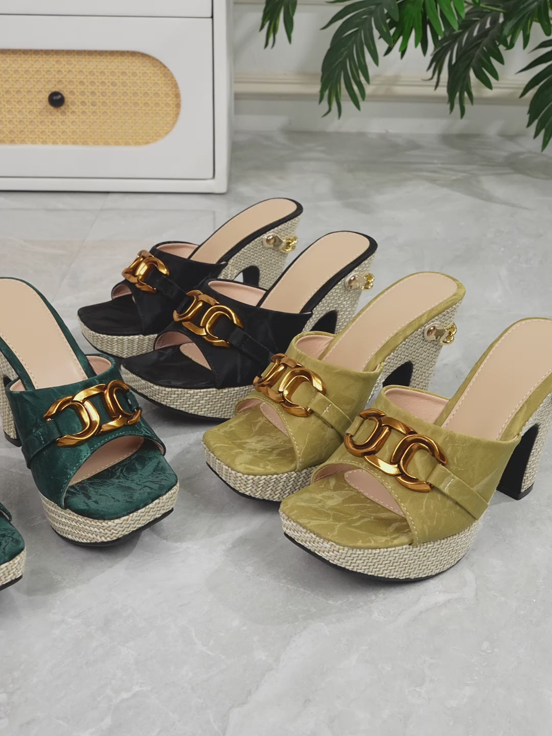 Elegant Women's Metal Buckle Chunky Heel Outdoor High Heel Sandals, Women Shoes