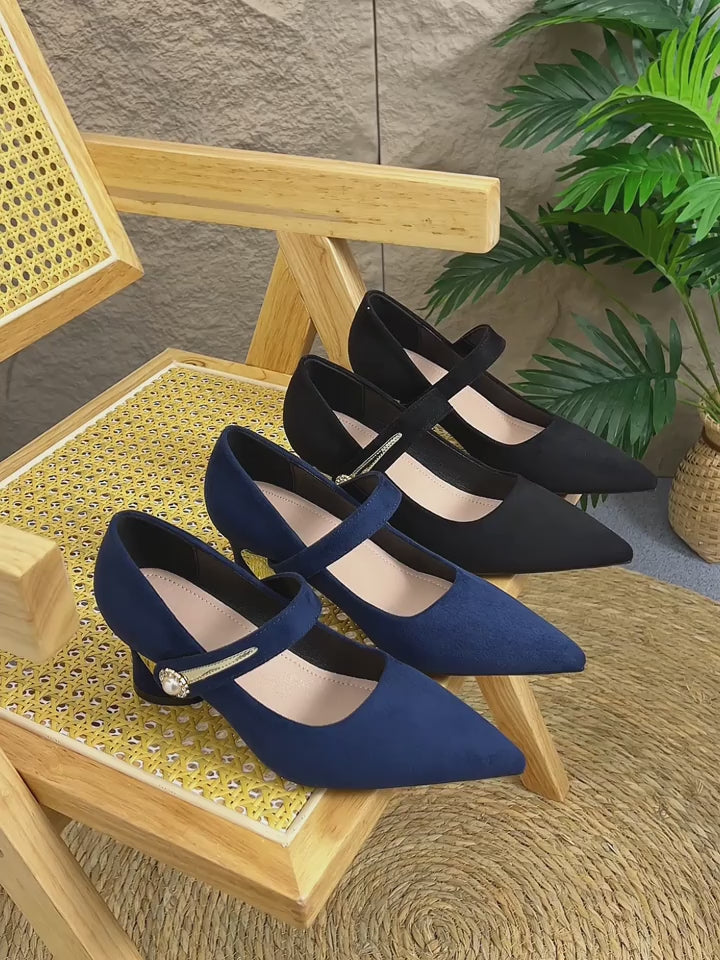 Elegant Women'S Casual Pointed Toe High-Heeled Mules, Comfortable Chunky Heel Versatile Style, Suitable for Travel, Outdoor Wear, And Night Club Parties., Women Shoes
