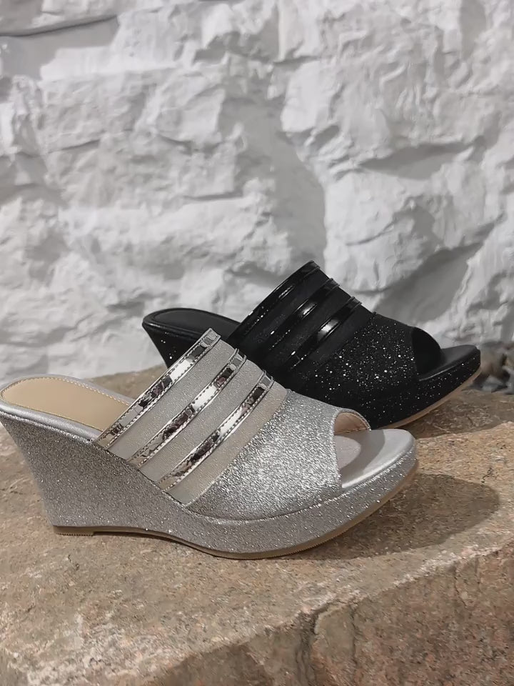Elegant Women's Casual Wedge Sandals, Fashionable and Beautiful Lace Design, Comfortable Thick Sole Versatile Slip-On, Suitable for Parties and Banquets, Women Shoes