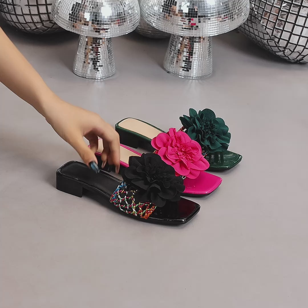 Elegant Women's Colorful Woven Flip-Flops, Women Shoes